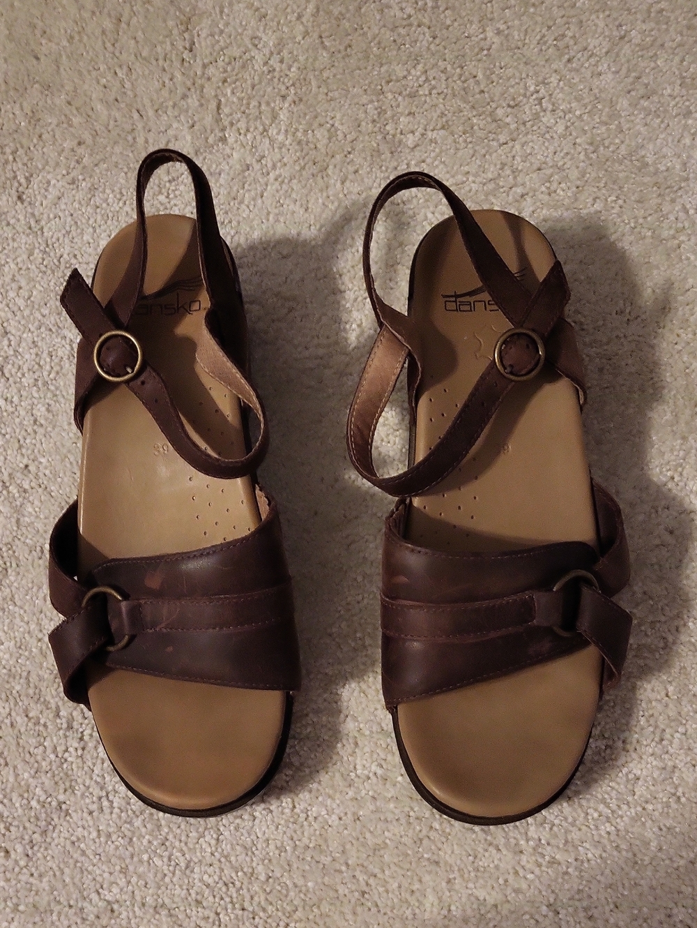 Dansko Brown Leather Slingback Sandals with Buckle
